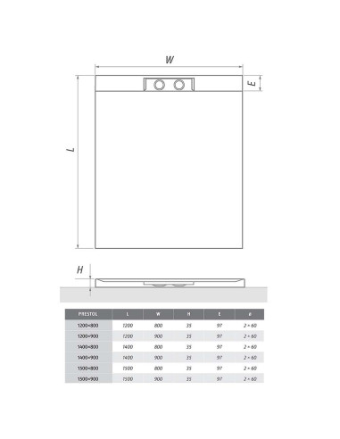Roltechnik dušas paliktnis Prestol 150x80cm