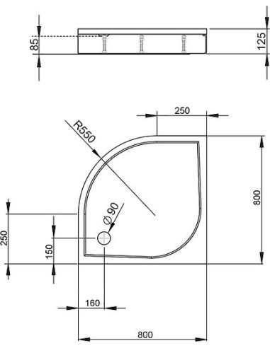 Radaway dušas paliktnis Paros A800
