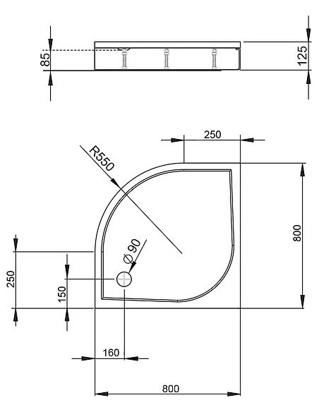 Radaway dušas paliktnis Paros A800