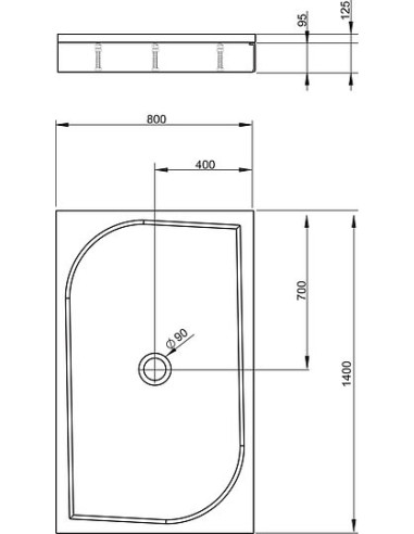 Radaway dušas paliktnis Paros D1400