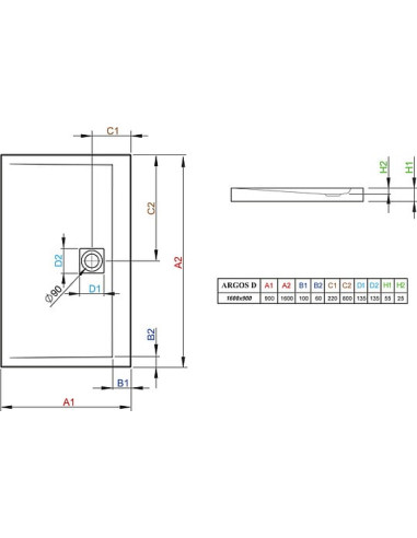 Radaway dušas paliktnis Argos D90x160