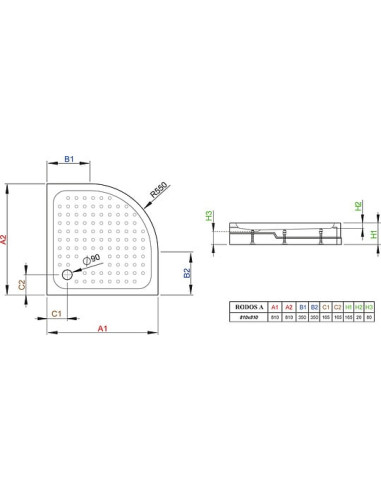 Radaway dušas paliktnis Rodos A800