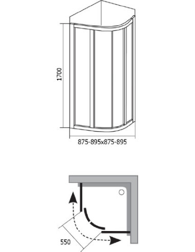 Ravak dušas stūris SKCP4-90 Sabina - 5