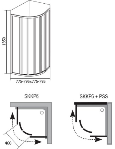Ravak dušas stūris SKKP6-80 - 5