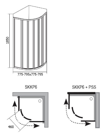 Ravak dušas stūris SKKP6-80 - 5