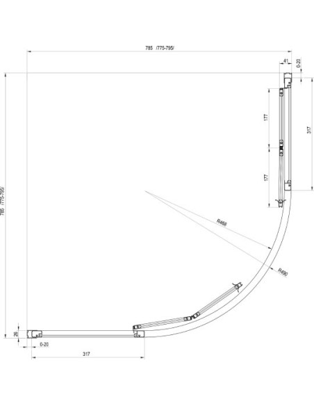 Ravak dušas stūris SKKP6-80 - 6