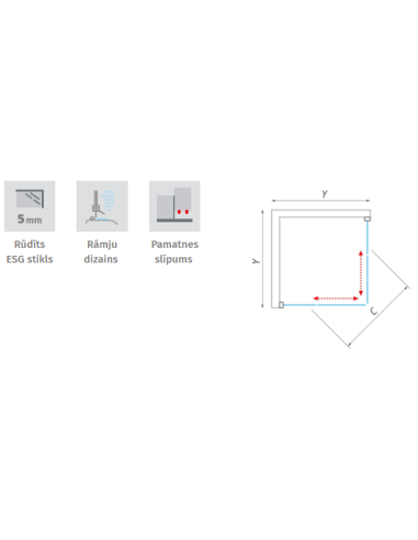 Roth Marine Četrsienu kvadrātveida dušas kabīne 90x90x217cm - 6
