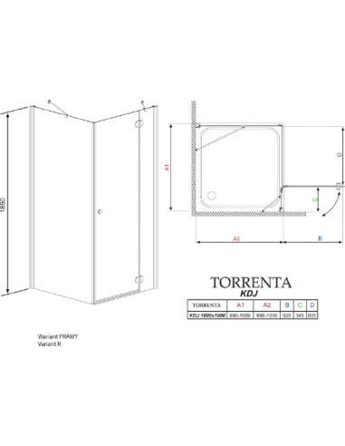 Radaway dušas stūris Torrenta KDJ