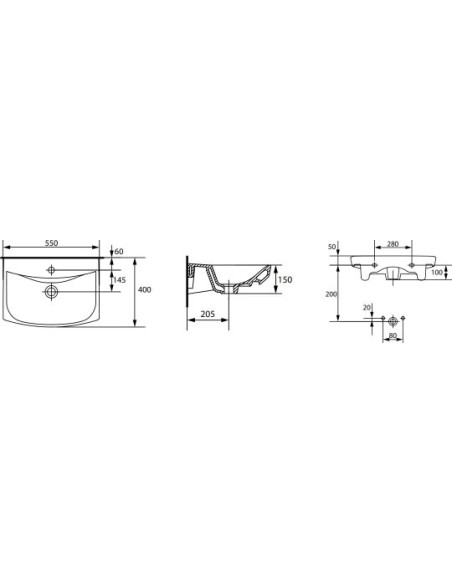 Cersanit izlietne Carina 55 - 7 Cersanit izlietne Carina 55 - 7
