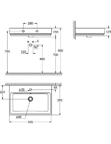 Grohe izlietne roku mazgāšanai Cube Ceramic 3948300H - 4