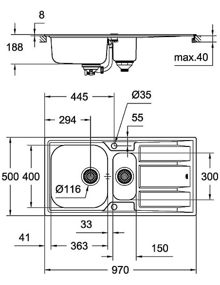 Grohe virtuves izlietne K400 31567SD0 - 5