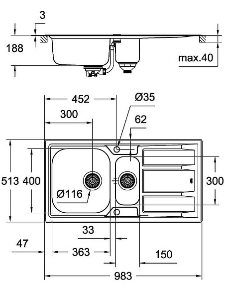 Grohe virtuves izlietne K400+ 31569SD0 - 5