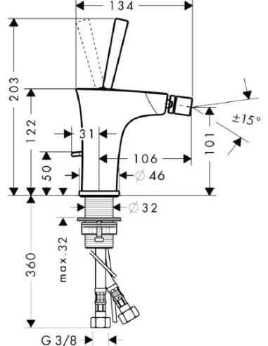 Hansgrohe bidē jaucējkrāns PuraVida 15270400
