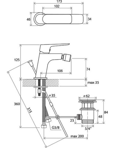 Ravak bidē jaucējkrāns Classic CL 055.00 - 3