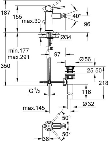 Grohe bidē jaucējkrāns BauClassic 32864000 - 3