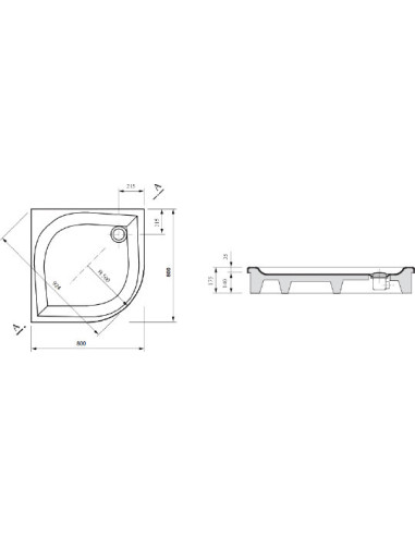 Ravak dušas paliktnis Elipso-80 PAN - 5