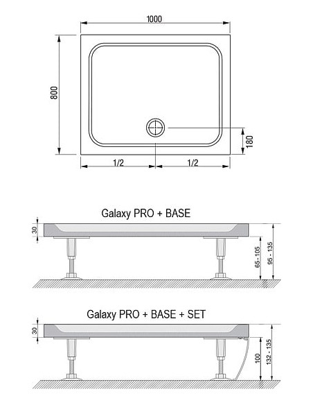 Ravak dušas paliktnis Gigant Pro 100х80 Chrome - 7