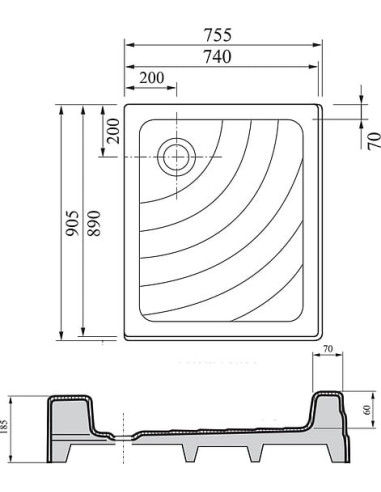 Ravak dušas paliktnis Aneta 75x90 PU - 5
