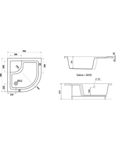Ravak dušas paliktnis Sabina-90 LA - 13