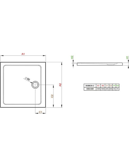 Radaway dušas paliktnis Doros C1000
