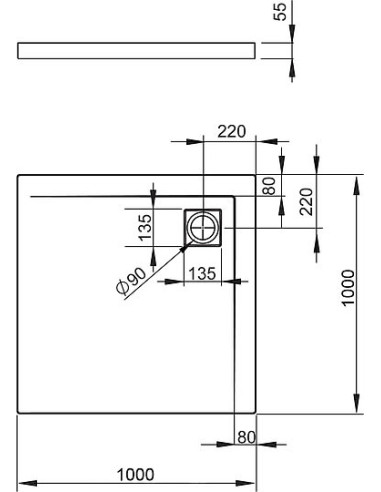 Radaway dušas paliktnis Argos C1000