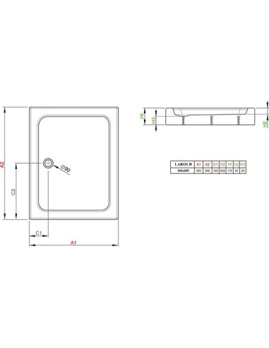 Radaway dušas paliktnis Laros D80x90