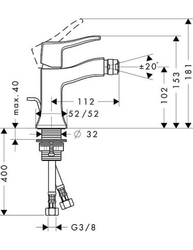 Hansgrohe bidē jaucējkrāns Metris Classic 31275000