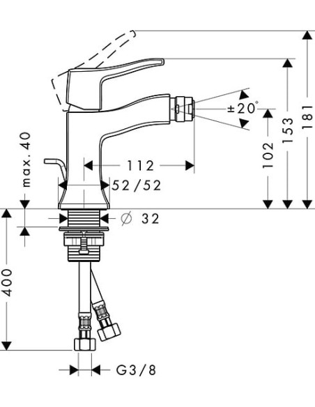 Hansgrohe bidē jaucējkrāns Metris Classic 31275000