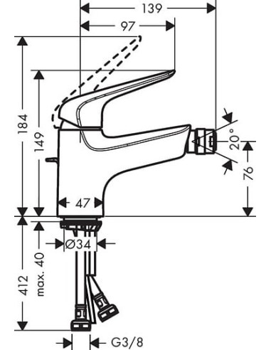 Hansgrohe bidē jaucējkrāns Novus 71142000