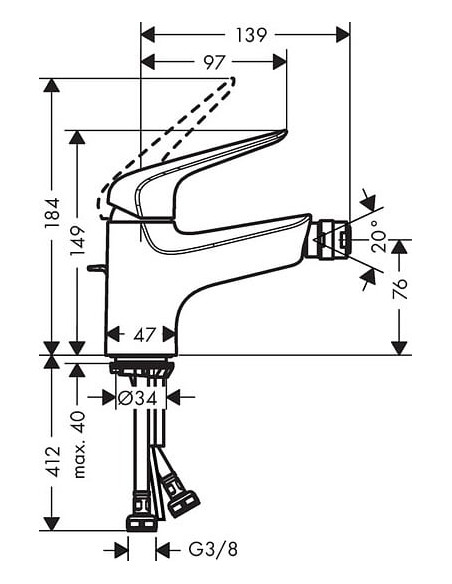Hansgrohe bidē jaucējkrāns Novus 71142000