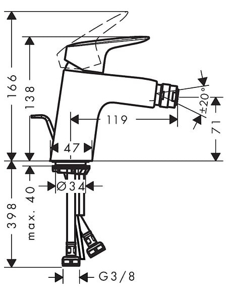 Hansgrohe bidē jaucējkrāns Logis 71204000