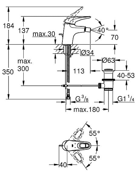 Grohe bidē jaucējkrāns Eurostyle New 33565003 - 3 Grohe bidē jaucējkrāns Eurostyle New 33565003 - 3