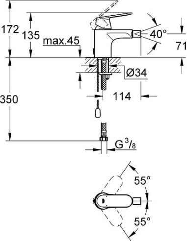 Grohe bidē jaucējkrāns Eurosmart Cosmopolitan 32840000 - 3