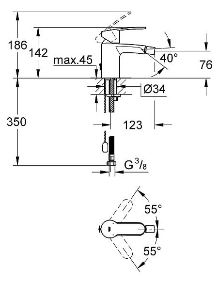 Grohe bidē jaucējkrāns Eurostyle Cosmopolitan 33566002 - 3