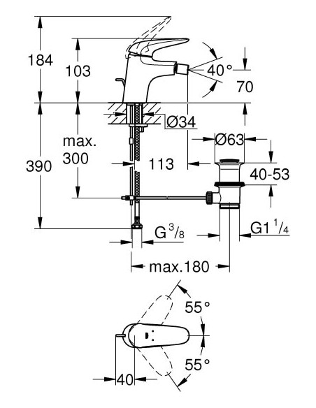 Grohe bidē jaucējkrāns Eurostyle 23720003 - 3 Grohe bidē jaucējkrāns Eurostyle 23720003 - 3
