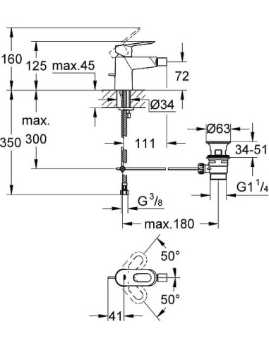 Grohe bidē jaucējkrāns BauLoop 23338000 - 3