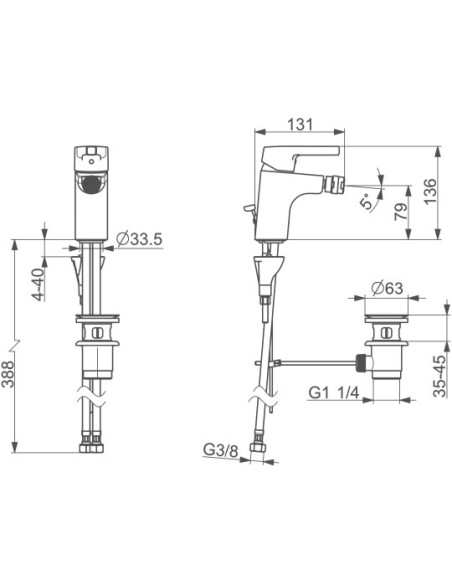 Oras bidē jaucējkrāns Saga Style 3918FH
