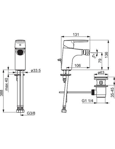 Oras bidē jaucējkrāns Saga 3918F