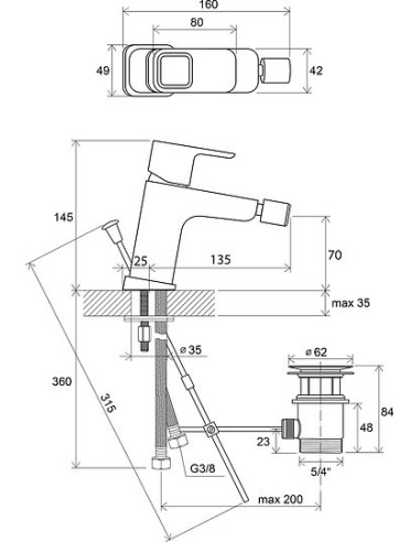 Ravak bidē jaucējkrāns 10° TD 055.00 - 4