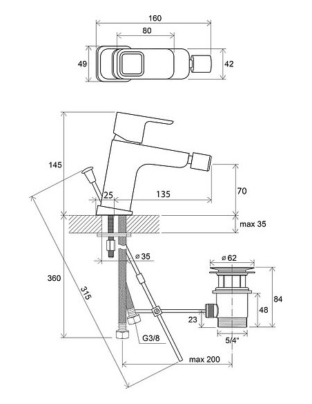 Ravak bidē jaucējkrāns 10° TD 055.00 - 4 Ravak bidē jaucējkrāns 10° TD 055.00 - 4