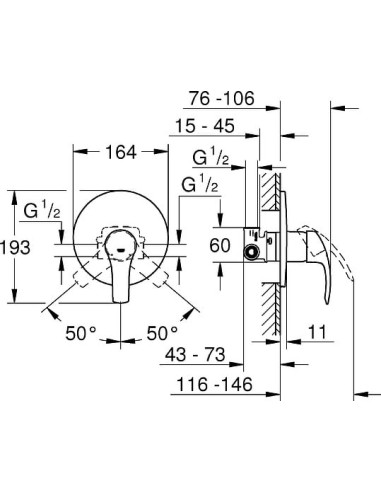 Grohe dušas jaucējkrāns Eurosmart 33556002 - 3