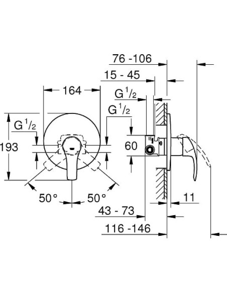 Grohe dušas jaucējkrāns Eurosmart 33556002 - 3