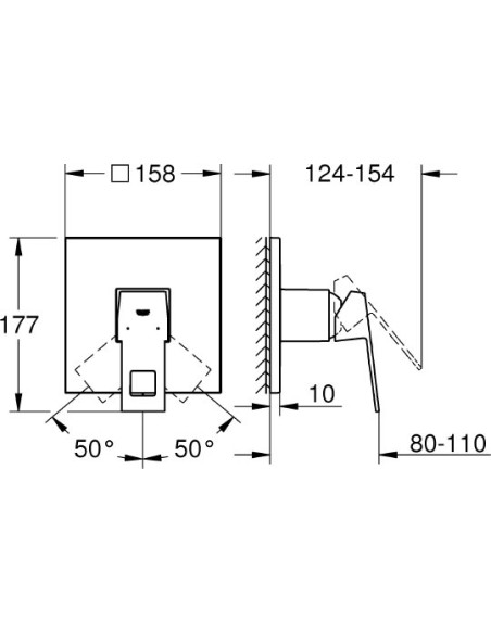 Grohe dušas jaucējkrāns Eurocube 24061000 - 3 Grohe dušas jaucējkrāns Eurocube 24061000 - 3