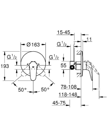 Grohe dušas jaucējkrāns Eurostyle 23725003 - 4 Grohe dušas jaucējkrāns Eurostyle 23725003 - 4