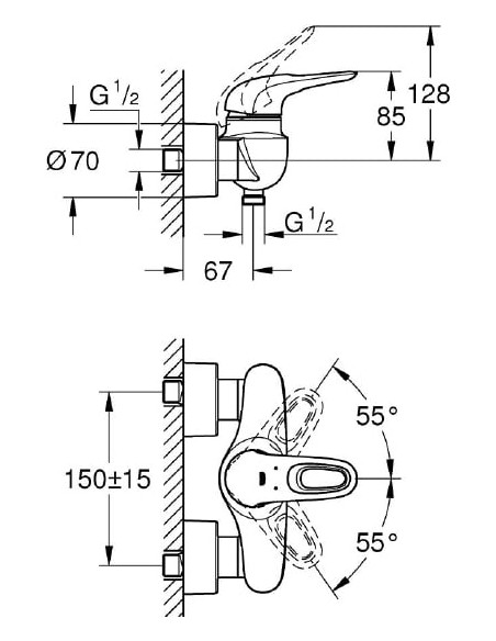 Grohe dušas jaucējkrāns Eurostyle 33590003 - 5 Grohe dušas jaucējkrāns Eurostyle 33590003 - 5