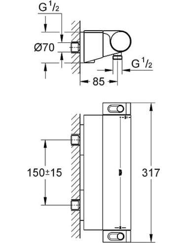 Grohe termostata jaucējkrāns dušai Grohtherm 2000 New 34469001 - 9