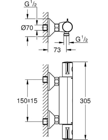Grohe termostata jaucējkrāns dušai Grohtherm 800 34558000 - 5
