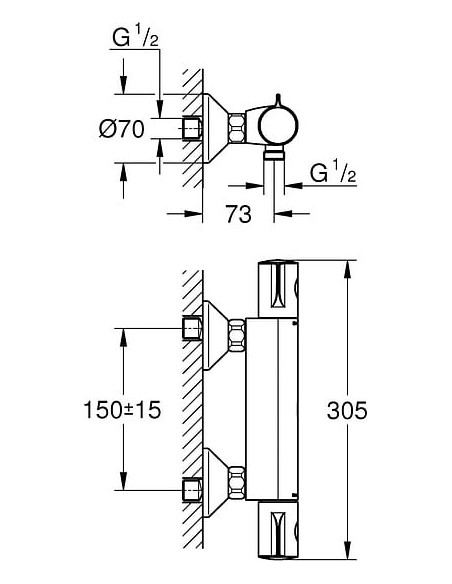 Grohe termostata jaucējkrāns dušai Grohtherm 800 34558000 - 5