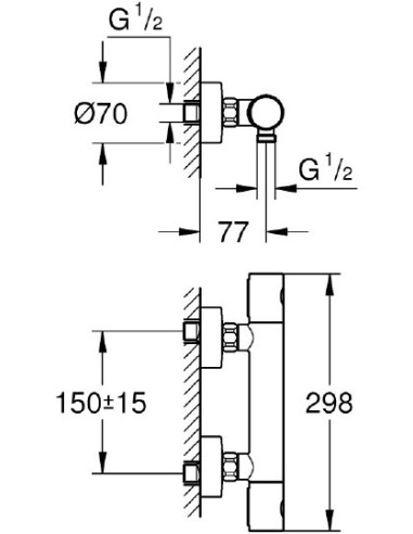 Grohe termostata jaucējkrāns dušai Grohtherm 1000 Cosmopolitan 34065GN2 - 3