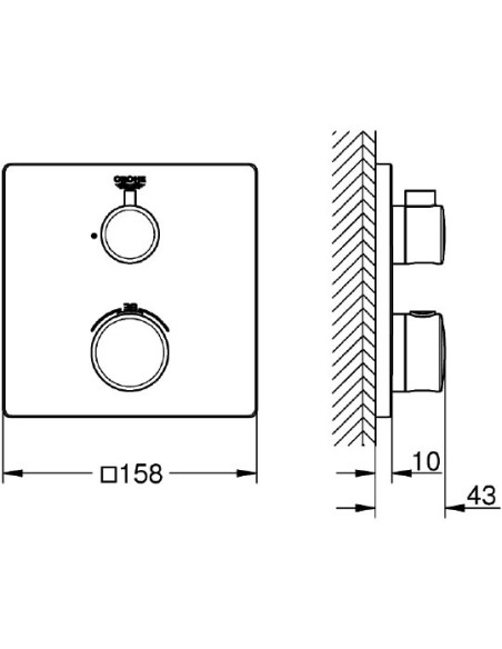 Grohe termostata jaucējkrāns dušai Grohtherm 24078000 - 3 Grohe termostata jaucējkrāns dušai Grohtherm 24078000 - 3